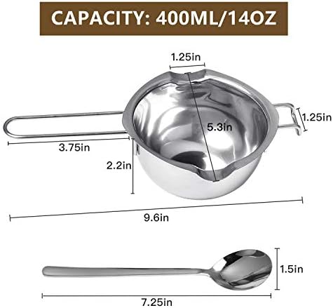 2 Pieces Stainless Steel Double Boiler Pot with 2 Metal Spoon, Chocolate Melting Pot for Melting Chocolate, Butter, Cheese
