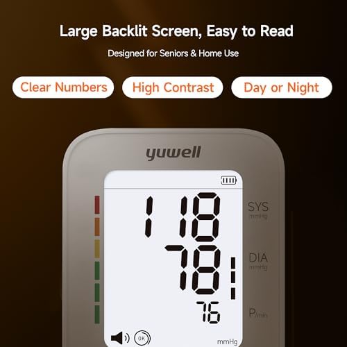 yuwell Blood Pressure Monitor, Large Upper Arm Blood Pressure Cuff, Digital Blood Pressure Machine for Home Use, Large Display, Stores 99 Readings