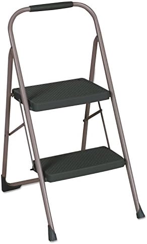 Cosco 11308PBL1E 2-Step Big Step Folding Stool, 200lb, 22-Inch Spread, Black/Gray