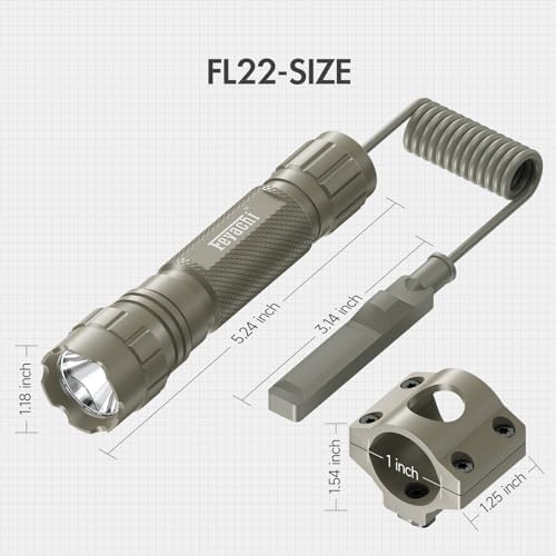 Feyachi FL22 Tactical Flashlight 1200 Lumens LED Light M Lock Rail Mount Ar Flashlight with Pressure Switch