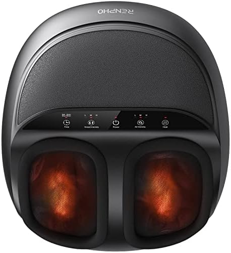 RENPHO Full Foot Massager with Heat, Deep Shiatsu for Plantar Fasciitis | FSA Eligible HSA, 3 Compression & Kneading Levels, Corded Electric