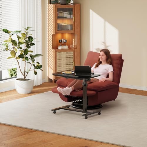 Furist Bed Desk Adjustable Overbed Bedside Table Rolling Laptop Tray Desk Cart Height Portable Mobile Sit Stand Table Tilting Hospital Bed with Wheels