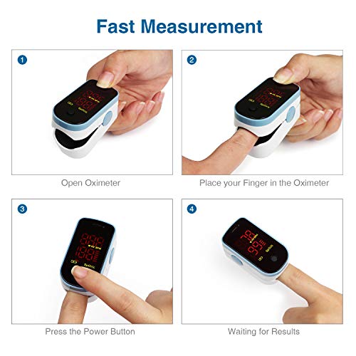 CHOICEMMed Finger Pulse Oximeter, Blood Oxygen Saturation Monitor, Fingertip O2 Sensor with LED Display, Pulse Rate Reader