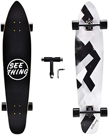 seething 42 Inch Longboard Skateboard Complete Cruiser Pintail, The Original Artisan Maple Skateboard Cruiser Pintail for Cruising, Carving