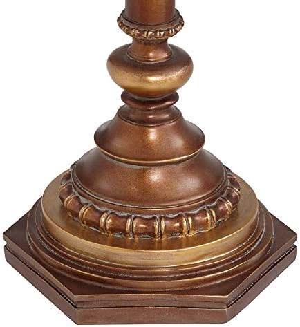 Kathy Ireland 65" Tall Night Light Glass Tray Table Floor Lamp Living Room | Hyde Park Rustic Vintage with Nightlight Bronze Gold Metal Pearl White