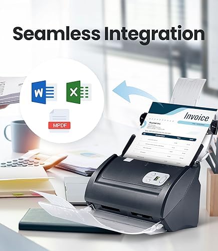 Plustek PS188 High Speed Double-Sided Color Document Scanner, with Automatic Document Feeder (ADF), 30 Pages Per Minute