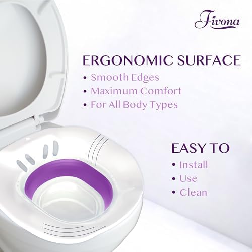 Fivona Sitz Bath for Toilet Seat Postpartum and Hemorrhoids Care - Yoni Steam Seat - Foldable Basin for Epsom Salt Soak - Portable Bidet BPA Free