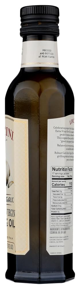 Lucini Italia Delicate Lemon Extra Virgin Olive Oil - EVOO Infused with Fresh Lemon - Olive Oil for Marinade, Grilling, Roasting, Baking - Non-GMO Verified, Whole30 Approved, Kosher, 250mL