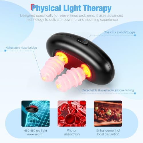 Red Light Nasal Therapy Device, Three Light Therapy Modes, Portable Red Light Therapy for Nose