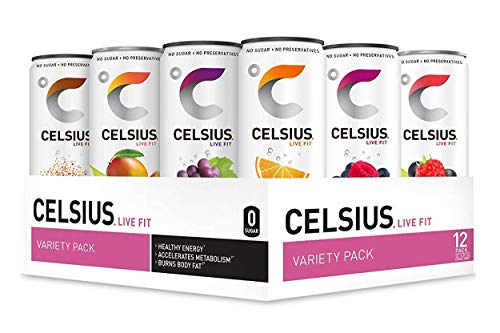CELSIUS Fitness Drink 9-Flavor Variety Pack, Zero Sugar, Slim Can 12 Fl Oz (Pack of 12)