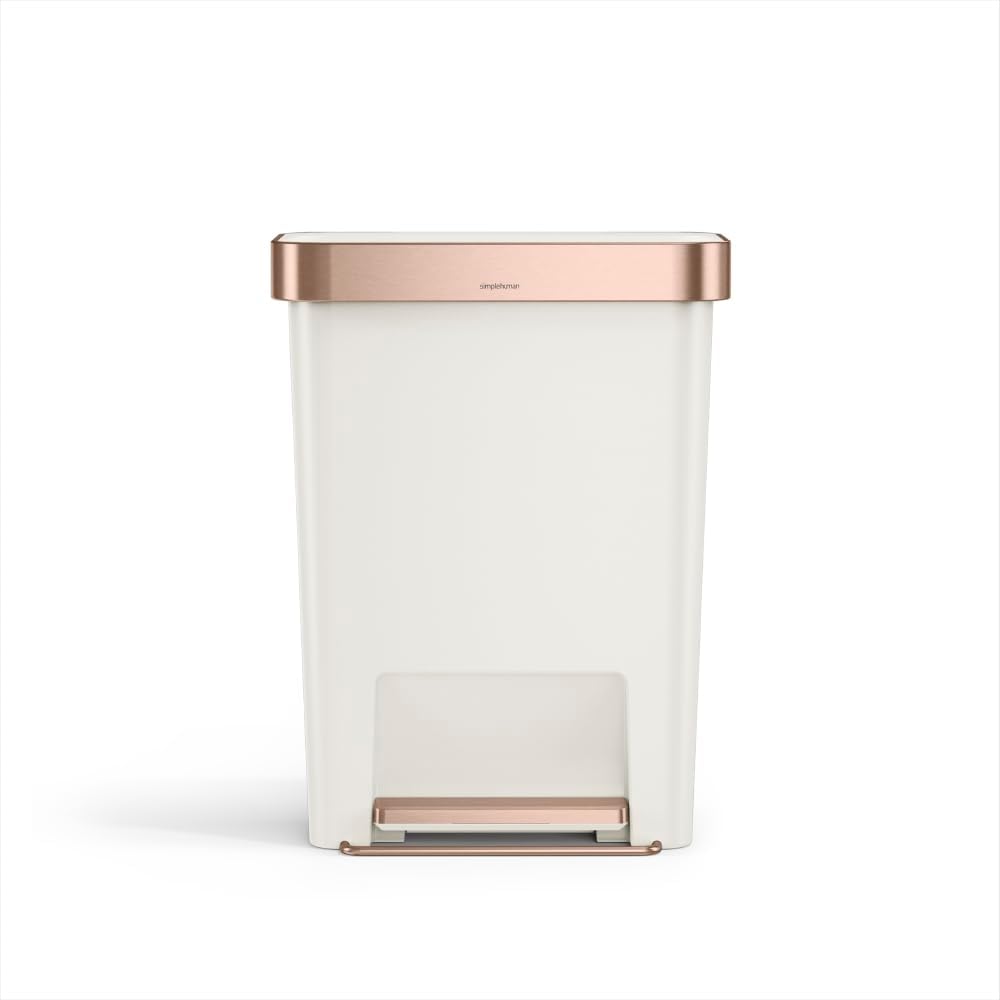 simplehuman Hybrid Step Can, 45L / 12 Gallon Rectangular Kitchen Trash Can, Liner Rim System, Liner Pocket®, 150,000-Step Pedal, Lid Shox® Silent Close, Black Plastic