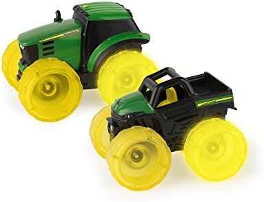 TOMY Monster Treads Lightning Wheels - Includes 1 John Deere Miniature Monster Truck Toy - Gator or Tractor Toy (Vehicle May Vary) - John Deere Toys