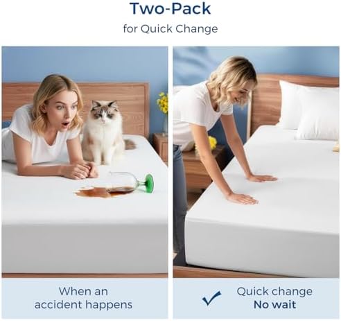 TASTELIFE Queen Waterproof Mattress Protector, Microfiber, 60x80 Inches | 8"-21" Deep Pocket Smooth Fitted Cover, Soft Breathable & Noiseless, Vinyl-Free Machine Washable