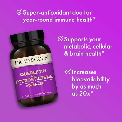 Dr. Mercola Quercetin & Pterostilbene Advanced - Supports Respiratory & Immune Health - 500 mg Quercetin - High-Bioavailability Formula - Non-GMO