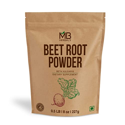 MB Herbals Beetroot Powder 8 oz (1/2 lb) | Non-GMO, Gluten-Free, Fine Beet Root Powder for Smoothies, Shakes & Baking | Vegan-Friendly