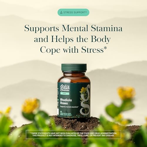 Gaia Herbs Rhodiola Rosea - Stress Support Supplement Traditionally for Supporting Healthy Stamina & Endurance* - with Siberian Rhodiola Root Extract - 60 Vegan Liquid Phyto-Caps (60 Servings)