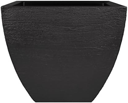 Tusco Products MSQ16BK Modern Square Garden Planter, 16-Inch, Black