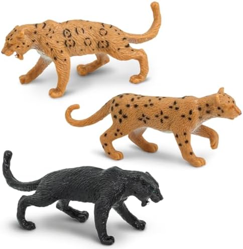 Safari Ltd. Big Cats TOOB - 9 Mini Figurines Including Lion, Tiger, White Tiger, Jaguar, Black Jaguar, Mountain Lion, Cheetah, Leopard