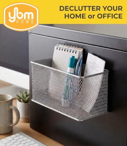 YBM HOME Wire Mesh Magnetic Storage Basket Trash Caddy Kitchen Office Supply Organizer Silver 7.75 in. L x 4.3 in. W x 4.3 in. H