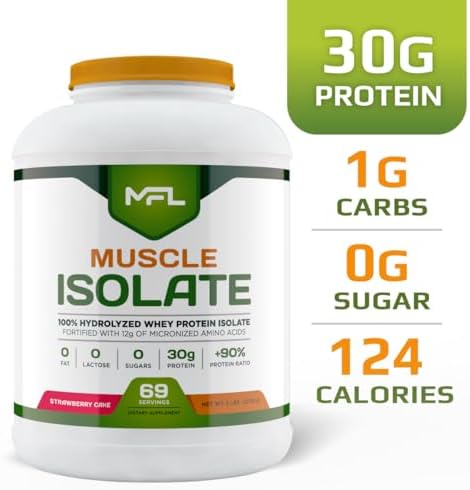 MFL 100% Isolate Protein l 30g of Protein l 12g Amino Acids l Keto Friendly l Low Carbs l 5 lbs. (Vanilla Bean)