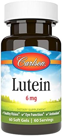 Carlson Lutein, 6 mg, + Zeaxanthin, Made with Lutemax 2020, 60 Softgels | Healthy Vision; Eye Function