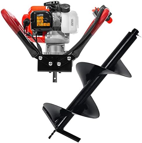 XtremepowerUS 2.3HP Post Hole Digger with 8" Auger Bit SetV-Type Gasoline 2-Stroke 55cc Auger Earth Fence Hole Digger Digging Drill for Fence, Farmland and Garden Digger