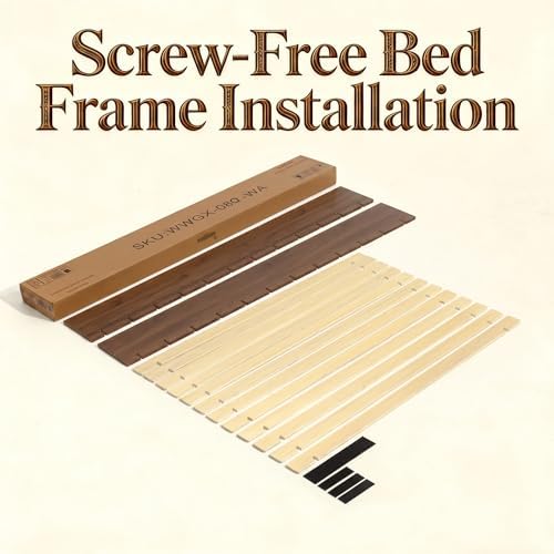 Brafab Tooless Queen Bed Frame, Wooden Japanese Joinery Platform Bed Frame | Wood Slat Support, Assembly in 10 Min, 8" Underbed Storage, No Box Spring Needed, Noise Free, Kid-Friendly Design, Natural