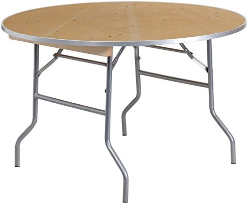 Flash Furniture 4 ft Metal Folding Round Banquet Table with Metal Edges | Durable Construction, Commercial Use