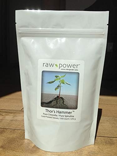 Raw Power Thor's Hammer (1000 Tablets Pure chlorella/spirulina Blend, 250g Total), Organics Brand