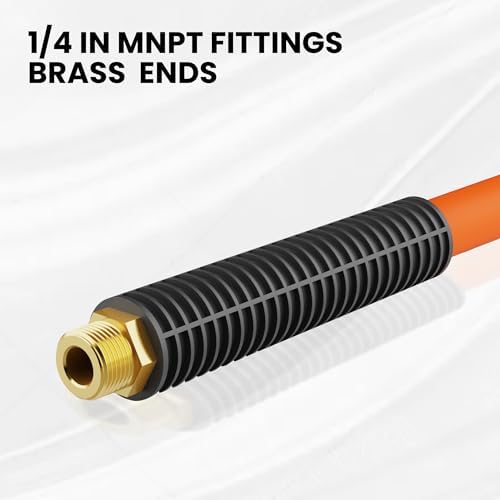 Giraffe Tools Hybrid Air Hose, 3/8 inch x 50 ft, 1/4 in. MNPT Fittings | 300 PSI Heavy Duty, Lightweight Air Compressor Hose