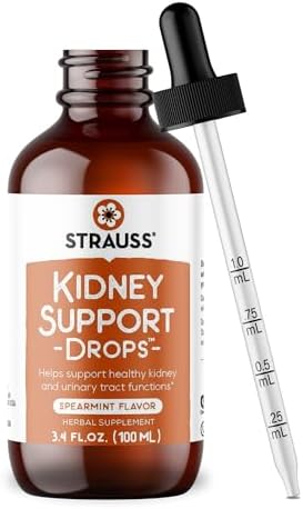 Strauss Naturals Kidney Support Supplement, Spearmint, 225 ml | Herbal Cleanse & Detox, Supports Urinary Tract Function, Non-GMO