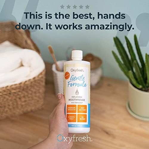 Oxyfresh Ultra Sensitive, Gentle Formula Unflavored Mouthwash & No Mint | Perfect for Ultra Sensitive Gums & Teeth – No Mint, Zero Alcohol, Flavor Free – Really Freshens Breath with Zero Stinging