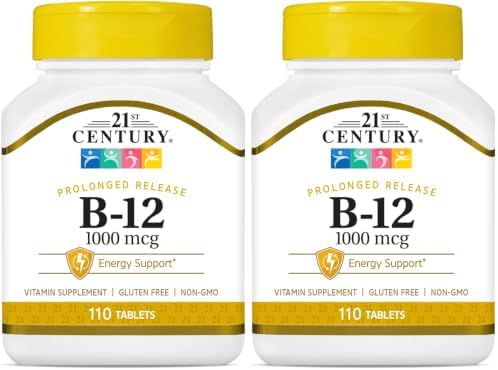 21st Century B-12 2500mcg Sublingual Tablets, High Potency, 110 Count | High-Potency Vitamin B12 2500 mcg, Natural Energy & Healthy Red Blood Cell Support, Vegan, Vegetarian, Third-Party Tested