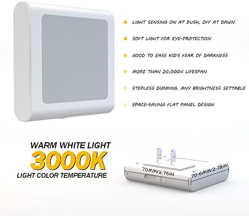 MAZ-TEK Plug in Dimmable Led Night Light with Auto Dusk to Dawn Sensor, Soft Warm White Nightlights for Hallway, Bedroom, Kids Room, Kitchen, Stairway