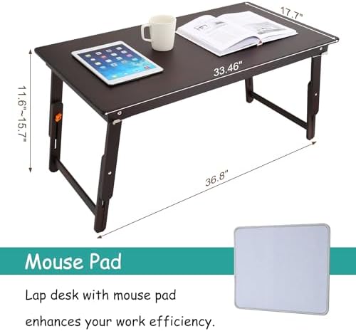 Nnewvante Large Floor Desk Foldable Tray for Adults, Bamboo 33.5 x 17.7in