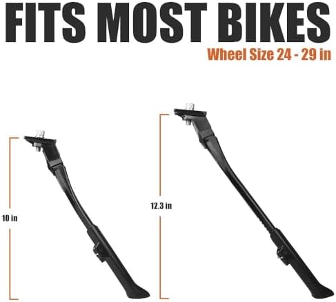 BV Bicycle Kickstand for 24”-28” - Adjustable Bikes Kickstand for Adult Bike with Non-Slip Foot & Spring-Loaded Latch for Stable Any-Angle Stance (Silver, Regular Duty)