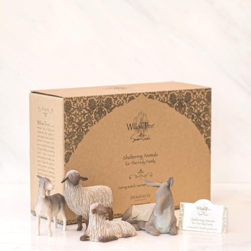 Willow Tree Sheltering Animals for the Holy Family, 4 Piece Nativity Set | Designed by Artist Susan Lordi, Build the Nativity Scene