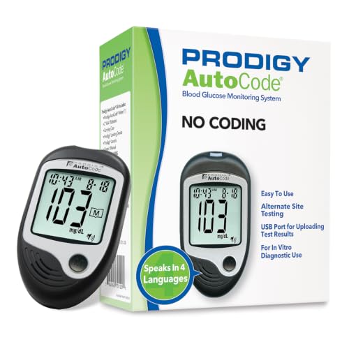 PRODIGY AutoCode Blood Glucose Monitoring System, Talking Meter, No Coding, Adjustable Depth Lancing Device, Twist Top Lancets 28G (10ct)