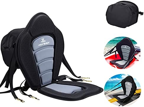 JAYEGT Kayak Seat Padded Deluxe High Back Canoe Seat with Back Support Adjustable Fishing Seat for Universal Sit with Detachable Kayak Backrest