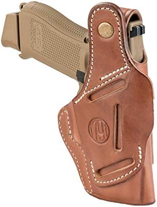 1791 Thumb-Break Gun Holster IWB/OWB, Fits Glock 19, 17, 22, 23, 26, 27 | Right-handed 4-Way leather gun holster also fits Taurus G2, Ruger SR9, Ruger SR9c and S&W M&P 9 M2.0, Glock 32 and 33