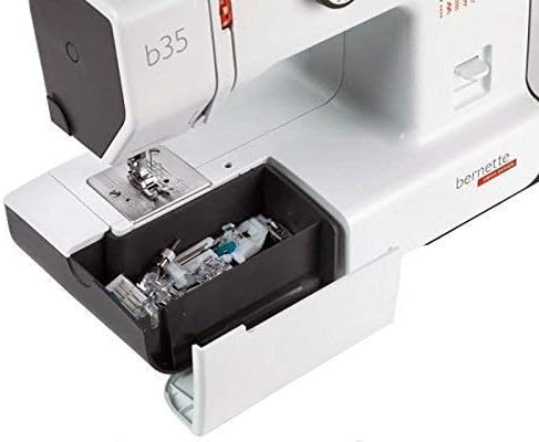 Bernette B35 Sewing Machine Swiss Design with 23 Stitches, 7 Presser Feet, Automatic Buttonhole, Quilting, Heavy-Duty Build, LED Light, Portable
