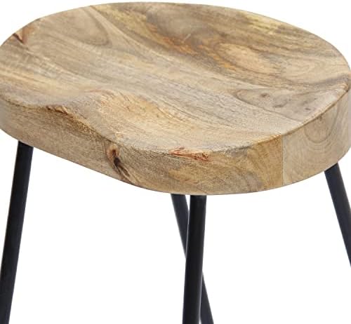 The Urban Port 24 Inch Wooden Saddle Seat Barstool