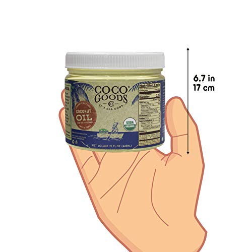 CocoGoodsCo Vietnam Single-Origin Organic Refined Coconut Oil (15 fl. oz) - Gluten-free, Non-GMO