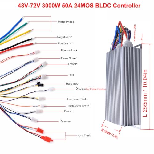 BLDC 72V 3000W Brushless Motor Kit with 50A Controller, Throttle, Pedal