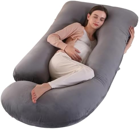 Victostar Pregnancy Pillow,57 inches U Shaped Maternity Pillow with Removable Cover Full Body Pillow Support for Back, HIPS, Legs, Belly (Dark Gray)
