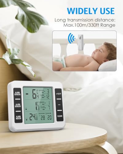 AMIR Refrigerator Thermometer, Wireless Indoor Outdoor Thermometer