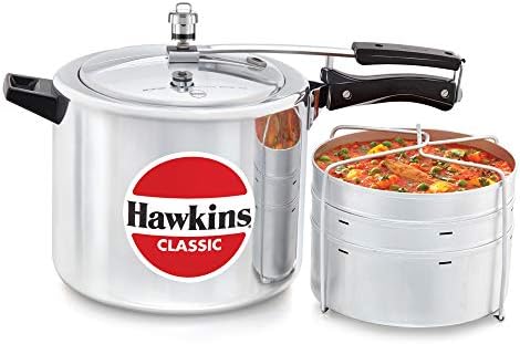 Hawkins 6.5 Litre Classic Pressure Cooker with Pots, Inner Lid Cooker with Separator Set, Silver (CL66)