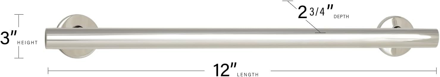 Seachrome 18-inch Coronado Designer Straight Bathroom Shower Grab Bar, Satin Stainless Steel, Brushed Nickel