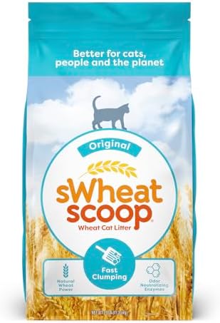 sWheat Scoop Natural Wheat Multi-Cat Litter, Superior Clumping with Odor Neutralizing Enzymes, 25 Pound Bag