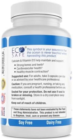 Coral Complex 3 Calcium Supplement Vitamin D3 & Magnesium – 900 mg Bioavailable Coral Calcium for Bone Strength, Joint Support & pH Balance – Trace Minerals, Non-GMO, 300 Veg Capsules